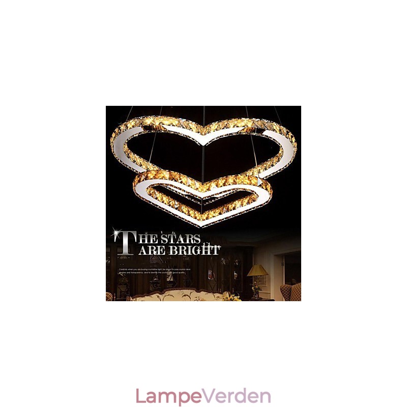 Pendelbelysning Lysekrone Lys Gennemsigtig ELLER Amber K9 Krystal Dobbelt Hjerteformede Loftslamper Lys