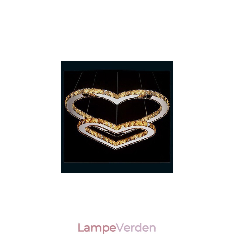 Pendelbelysning Lysekrone Lys Gennemsigtig ELLER Amber K9 Krystal Dobbelt Hjerteformede Loftslamper Lys