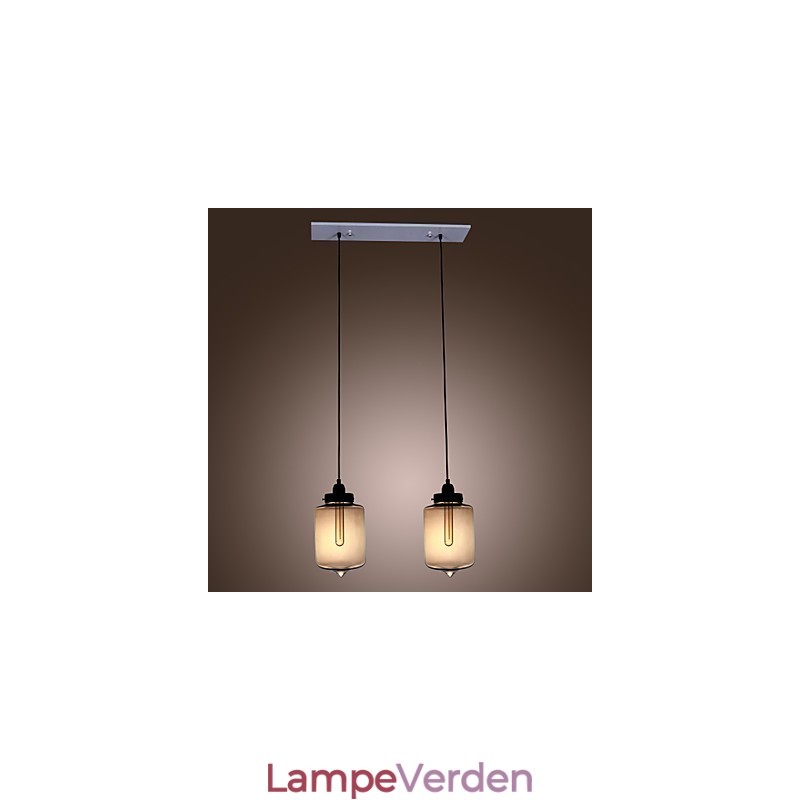Moderne glaspendel med 2 lys i transparent flaskedesign