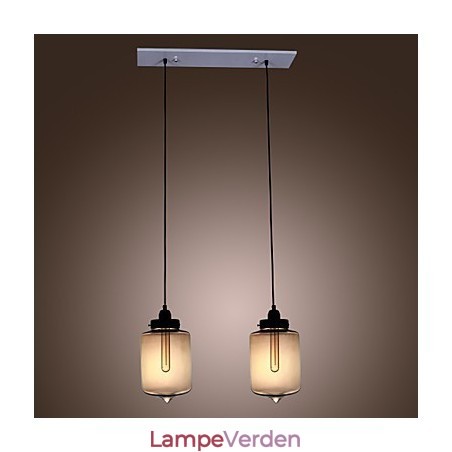 Moderne glaspendel med 2 lys i transparent flaskedesign Moderne glaspendel med 2 lys i transparent flaskedesign