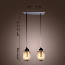 Moderne glaspendel med 2 lys i transparent flaskedesign