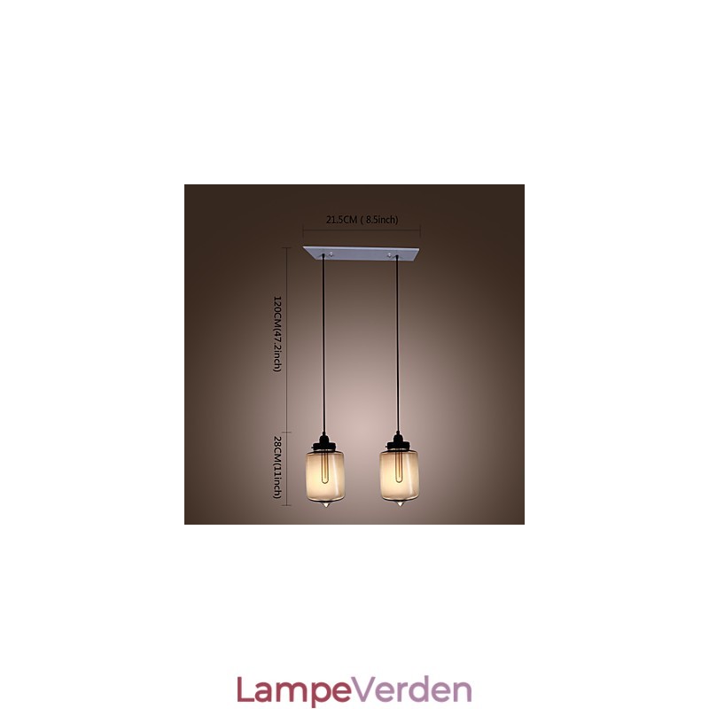 Moderne glaspendel med 2 lys i transparent flaskedesign