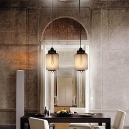 Moderne glaspendel med 2 lys i transparent flaskedesign