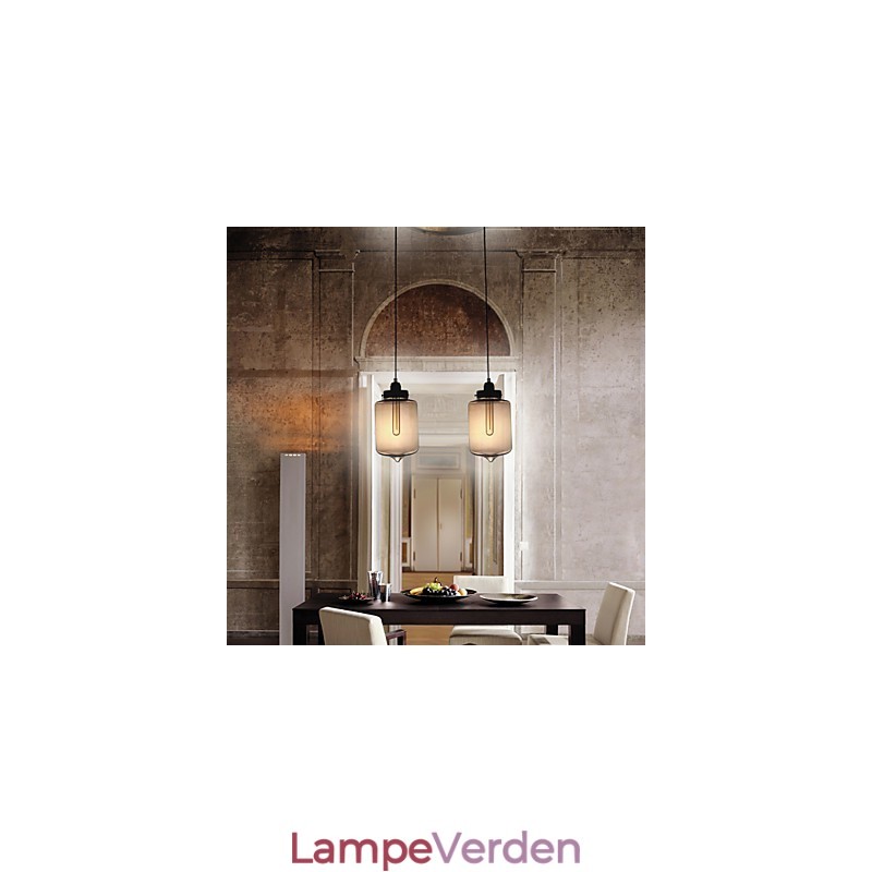 Moderne glaspendel med 2 lys i transparent flaskedesign