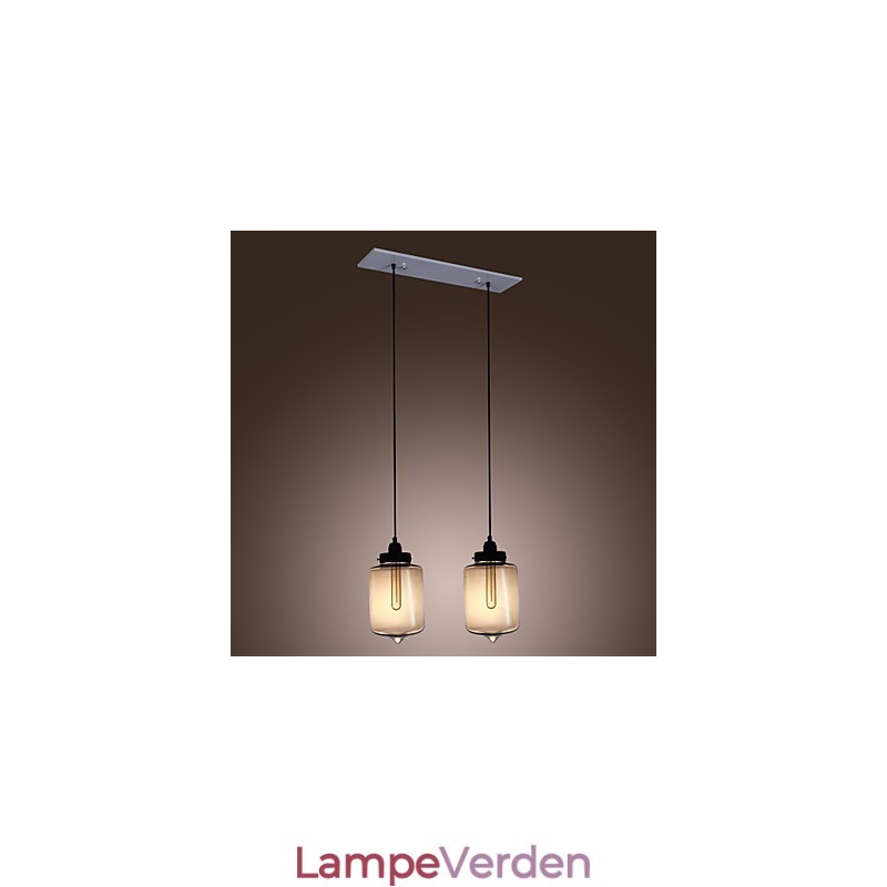 Moderne glaspendel med 2 lys i transparent flaskedesign