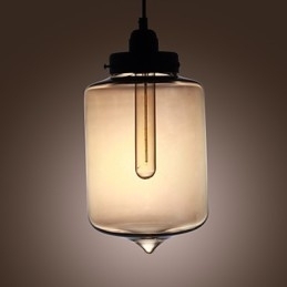 Moderne glaspendel med 2 lys i transparent flaskedesign