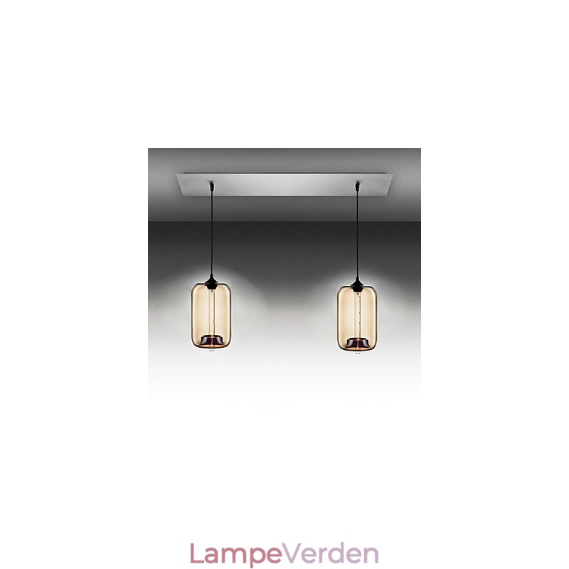 Moderne gennemsigtigt glas pendel med 2 lys i bobledesign