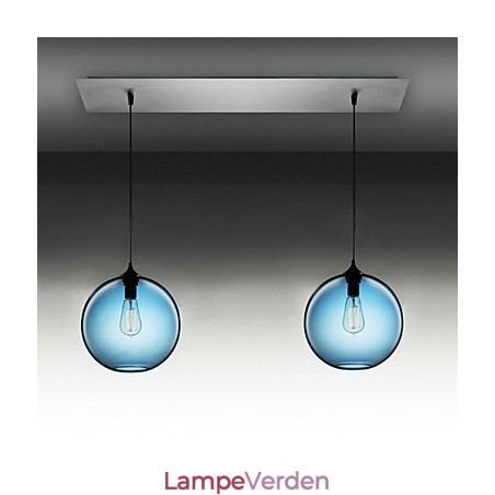 2 lys moderne glas pendel i rund blå bobledesign 2 lys moderne glas pendel i rund blå bobledesign