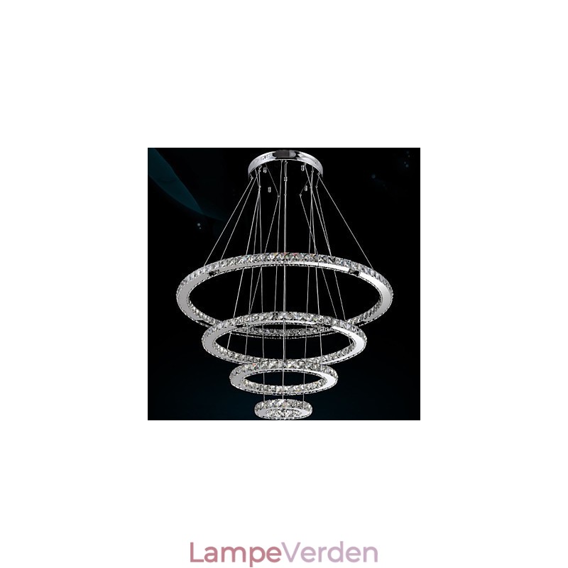 Krystal vedhængslys Loftslysekrone K9 Klar krystal runde 4 ringe Stor ring (varm hvid) Andet (kølig hvid)