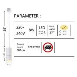GE 05032 8W 136mm 1 lys mini pendel pulveriseret hvid med aluminium