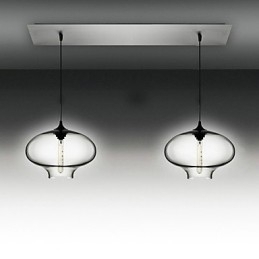 2 lys moderne glas pendel i sort bobledesign
