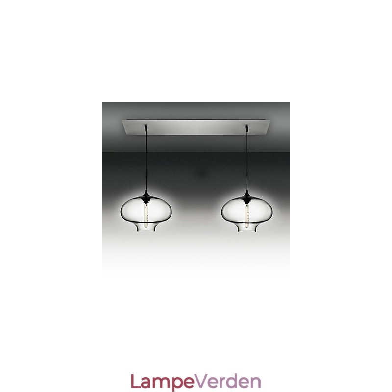 2 lys moderne glas pendel i sort bobledesign