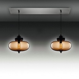 Moderne pendel i gennemsigtigt glas med 2 lys i bobledesign