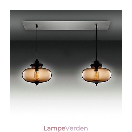 Moderne pendel i gennemsigtigt glas med 2 lys i bobledesign Moderne pendel i gennemsigtigt glas med 2 lys i bobledesign