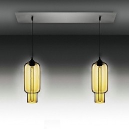 Moderne gennemsigtigt glas pendel med 2 lys i bobledesign galvaniseret