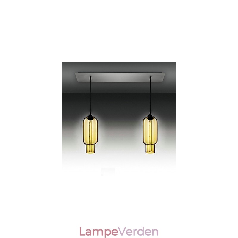 Moderne gennemsigtigt glas pendel med 2 lys i bobledesign galvaniseret