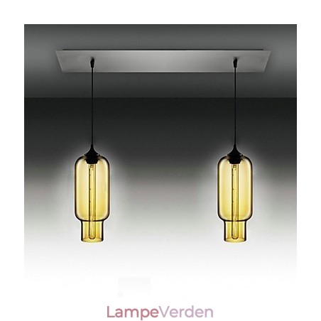 Moderne gennemsigtigt glas pendel med 2 lys i bobledesign galvaniseret Moderne gennemsigtigt glas pendel med 2 lys i bobledesign galvaniseret