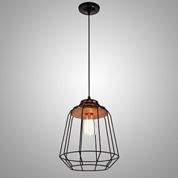 Iron maleri pendel med træ center jern bur belysning lampe