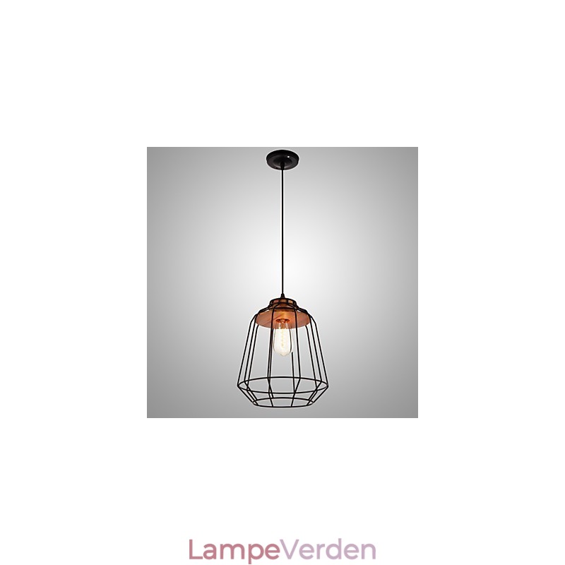 Iron maleri pendel med træ center jern bur belysning lampe