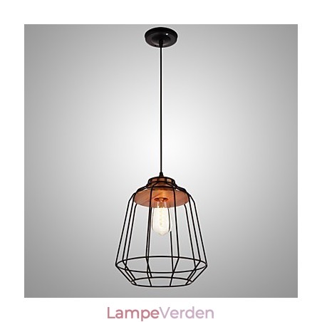 Iron maleri pendel med træ center jern bur belysning lampe