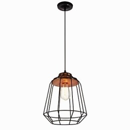 Iron maleri pendel med træ center jern bur belysning lampe