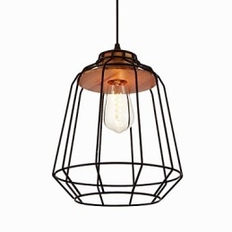 Iron maleri pendel med træ center jern bur belysning lampe