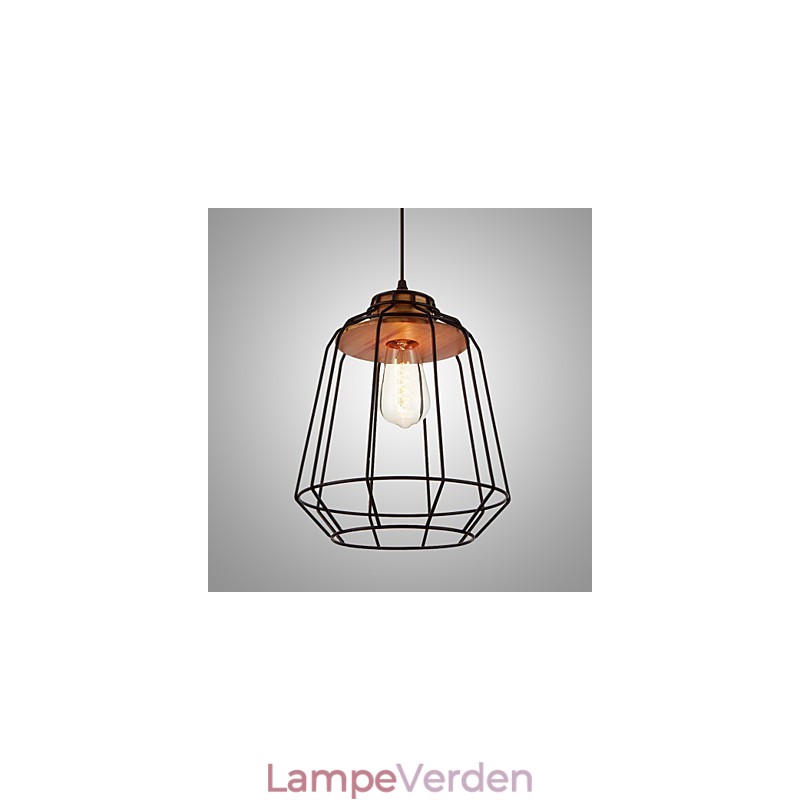 Iron maleri pendel med træ center jern bur belysning lampe