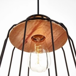 Iron maleri pendel med træ center jern bur belysning lampe