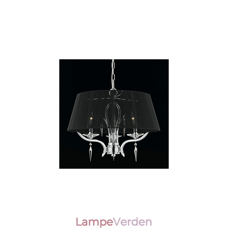 Elegant krystallysekrone med 3 lys i sort skærm