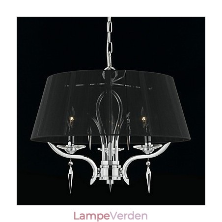 Elegant krystallysekrone med 3 lys i sort skærm Elegant krystallysekrone med 3 lys i sort skærm