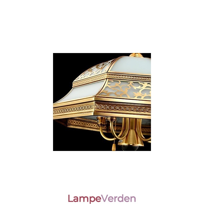 Messing Pendel Seks Lys Vintage Total Kobber Glas