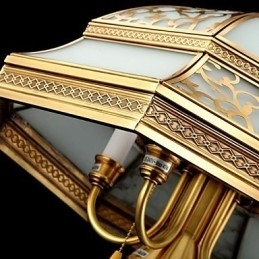 Messing Pendel Seks Lys Vintage Total Kobber Glas