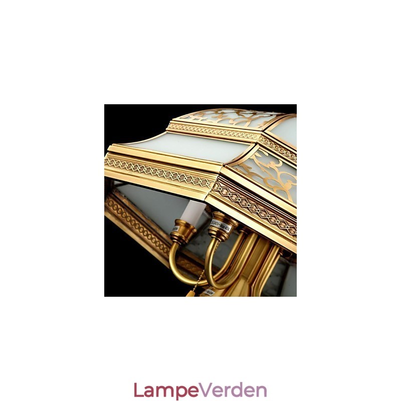 Messing Pendel Seks Lys Vintage Total Kobber Glas