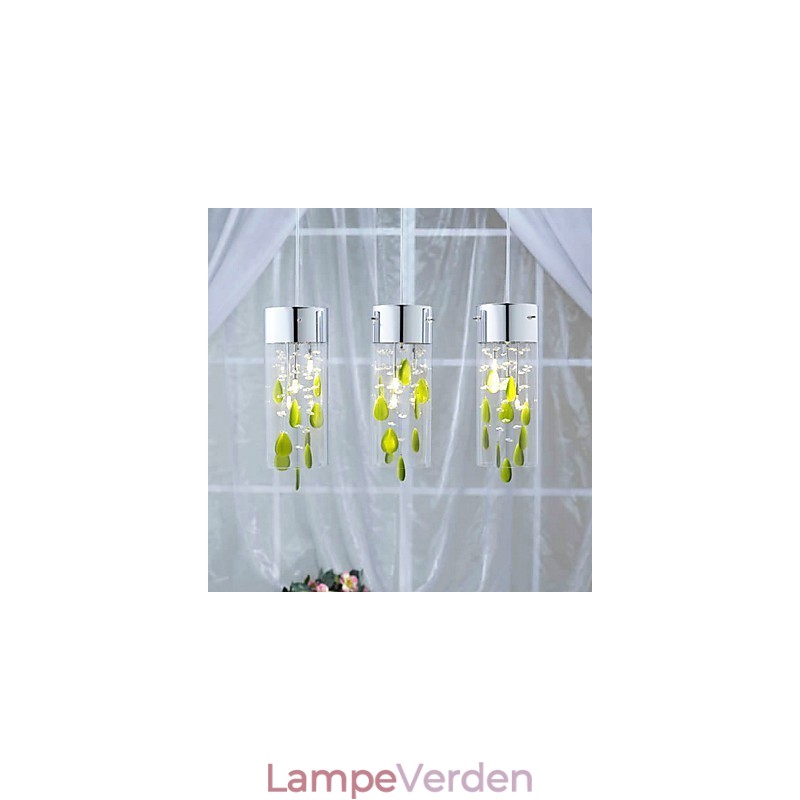 Kunstnerisk krystal pendel med grønne dekorationer G4 pære base