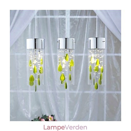 Kunstnerisk krystal pendel med grønne dekorationer G4 pære base