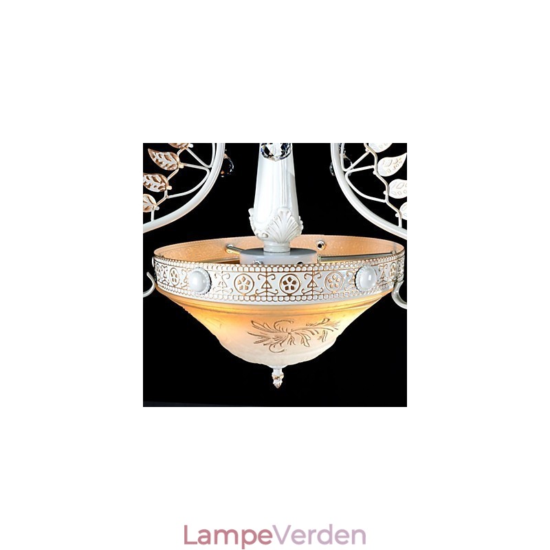 Hvidt vedhæng to lys mønster glasskærm håndforgyldt europæisk retro klassisk