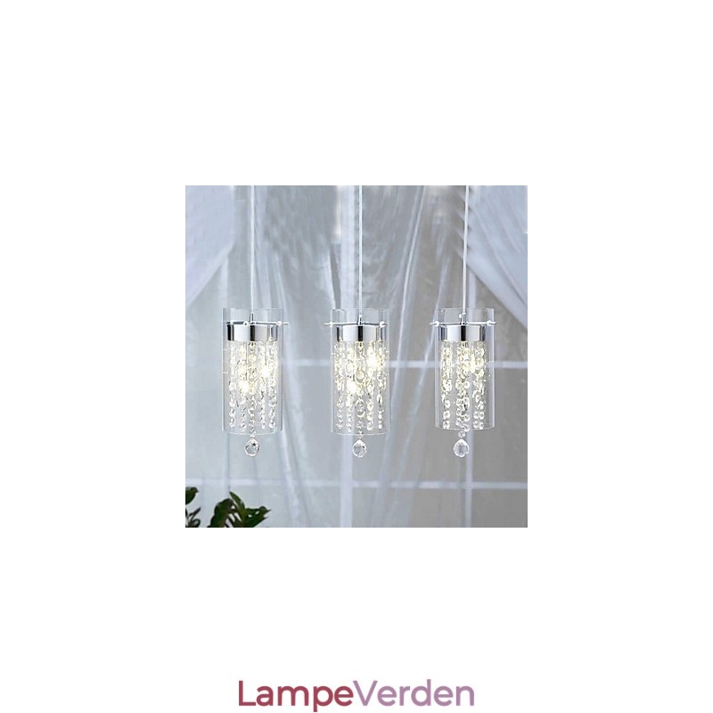 Kunstnerisk krystal pendel med glasskærme G4 pære base
