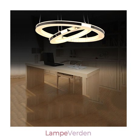 Akryl Pendel Rund Lysekrone Belysning med 2 Ringe Lamper Armaturer Akryl Pendel Rund Lysekrone Belysning med 2 Ringe Lamper Armaturer