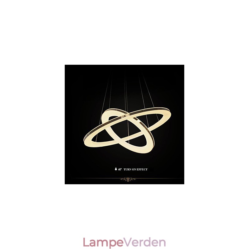 Akryl Pendel Rund Lysekrone Belysning med 2 Ringe Lamper Armaturer