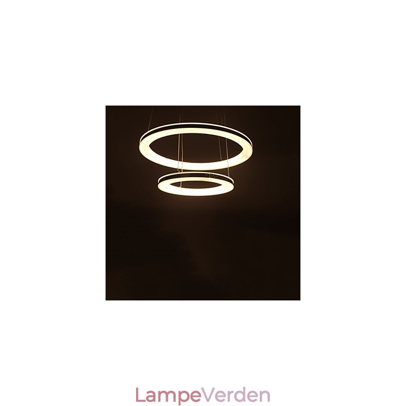 Akryl Pendel Rund Lysekrone Belysning med 2 Ringe Lamper Armaturer