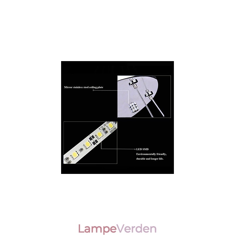 Akryl Pendel Rund Lysekrone Belysning med 2 Ringe Lamper Armaturer