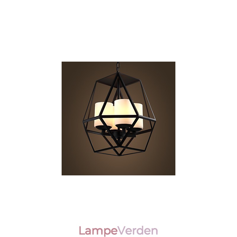 Top niveau Americange Vintage sort jernlampe Moderne Lysekrone Lysekrone 4 lys