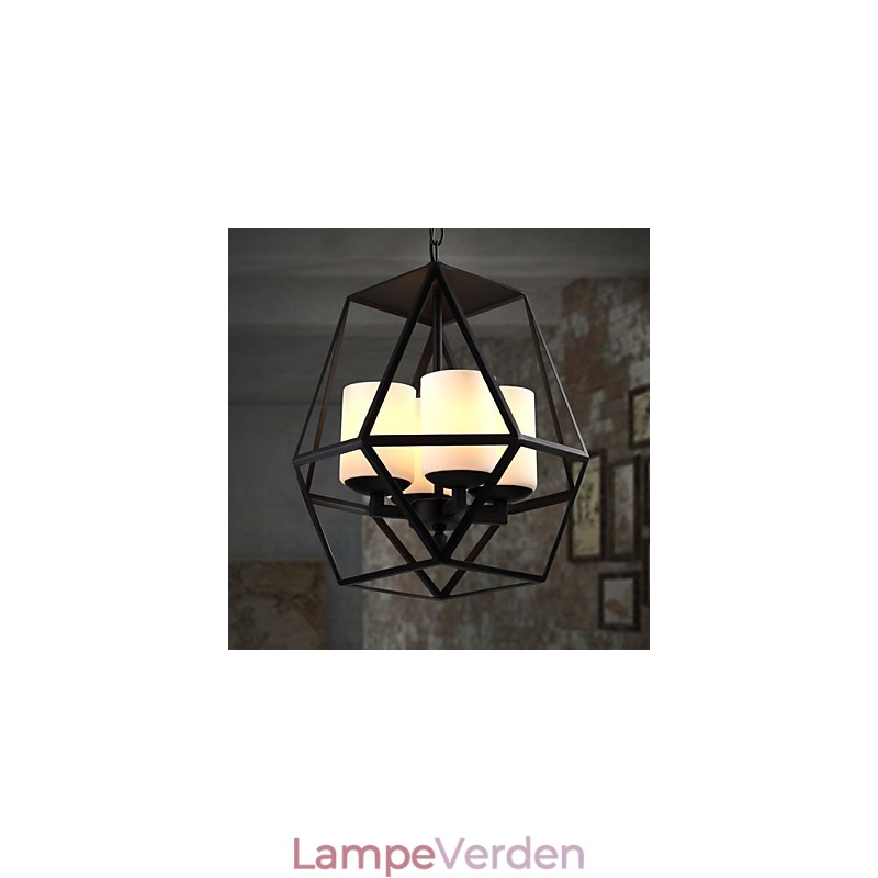 Top niveau Americange Vintage sort jernlampe Moderne Lysekrone Lysekrone 4 lys