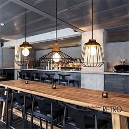 Amerikansk retro fuglebur form jern kunst lysekrone