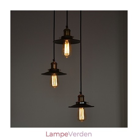 Vintage 3 lys vedhæng i jernskærm