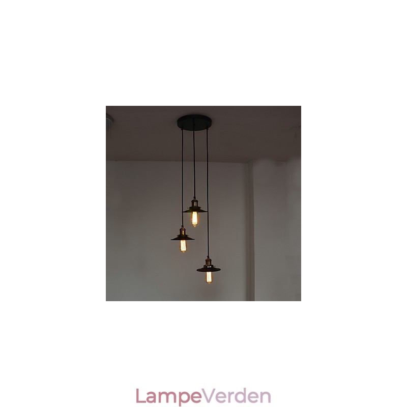 Vintage 3 lys vedhæng i jernskærm