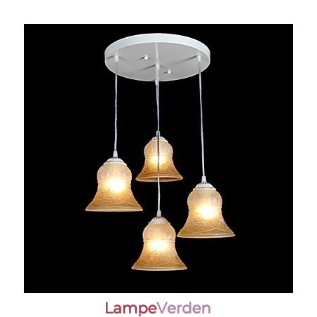 Hvidt vedhæng med fire lys mønster glasskærm håndforgyldt europæisk retro klassisk Hvidt vedhæng med fire lys mønster glasskærm håndforgyldt europæisk retro klassisk