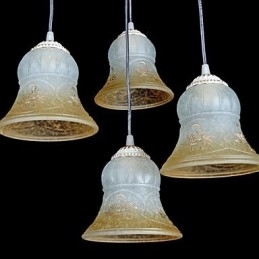 Hvidt vedhæng med fire lys mønster glasskærm håndforgyldt europæisk retro klassisk