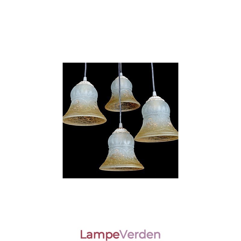 Hvidt vedhæng med fire lys mønster glasskærm håndforgyldt europæisk retro klassisk