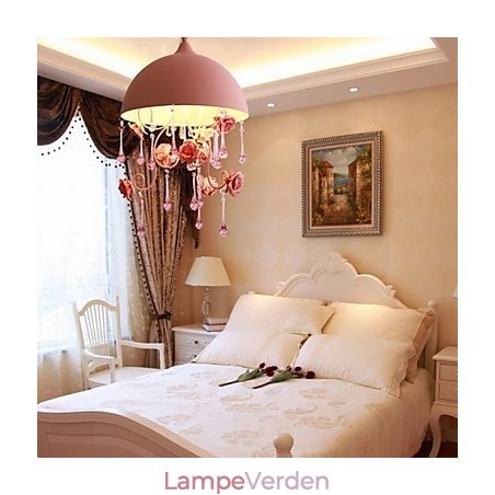 En lille lyserød Rose Garden Lysekrone Lampe Jernprinsesse En lille lyserød Rose Garden Lysekrone Lampe Jernprinsesse